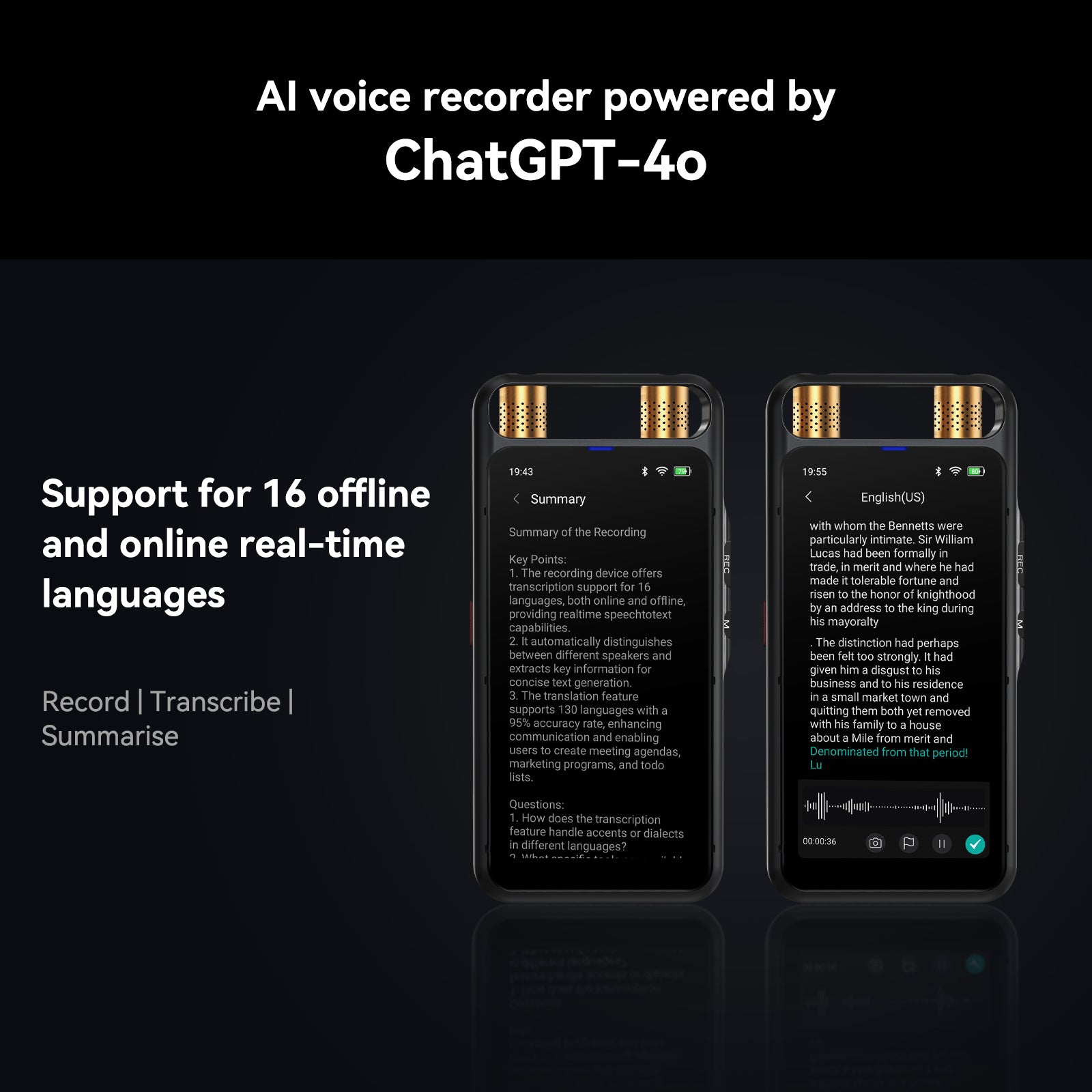 新品未開封 AI Recorder M5 Voice Recorder VORMOR M5 AI Voice Recorder with Playback, Digital Voice Recorder with