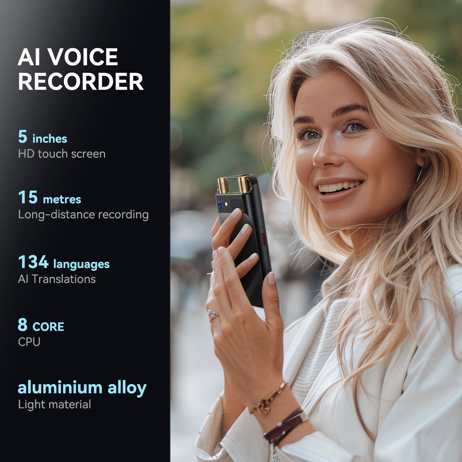 VORMOR M5 AI Voice Recorder with Playback, Digital Voice Recorder with