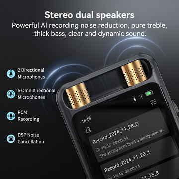 VORMOR M5 AI Voice Recorder with Playback, Digital Voice Recorder with Transcription to Text, Summary, Translation, Full Touchscreen Recorder Device for Meetings, Lectures, Interviews