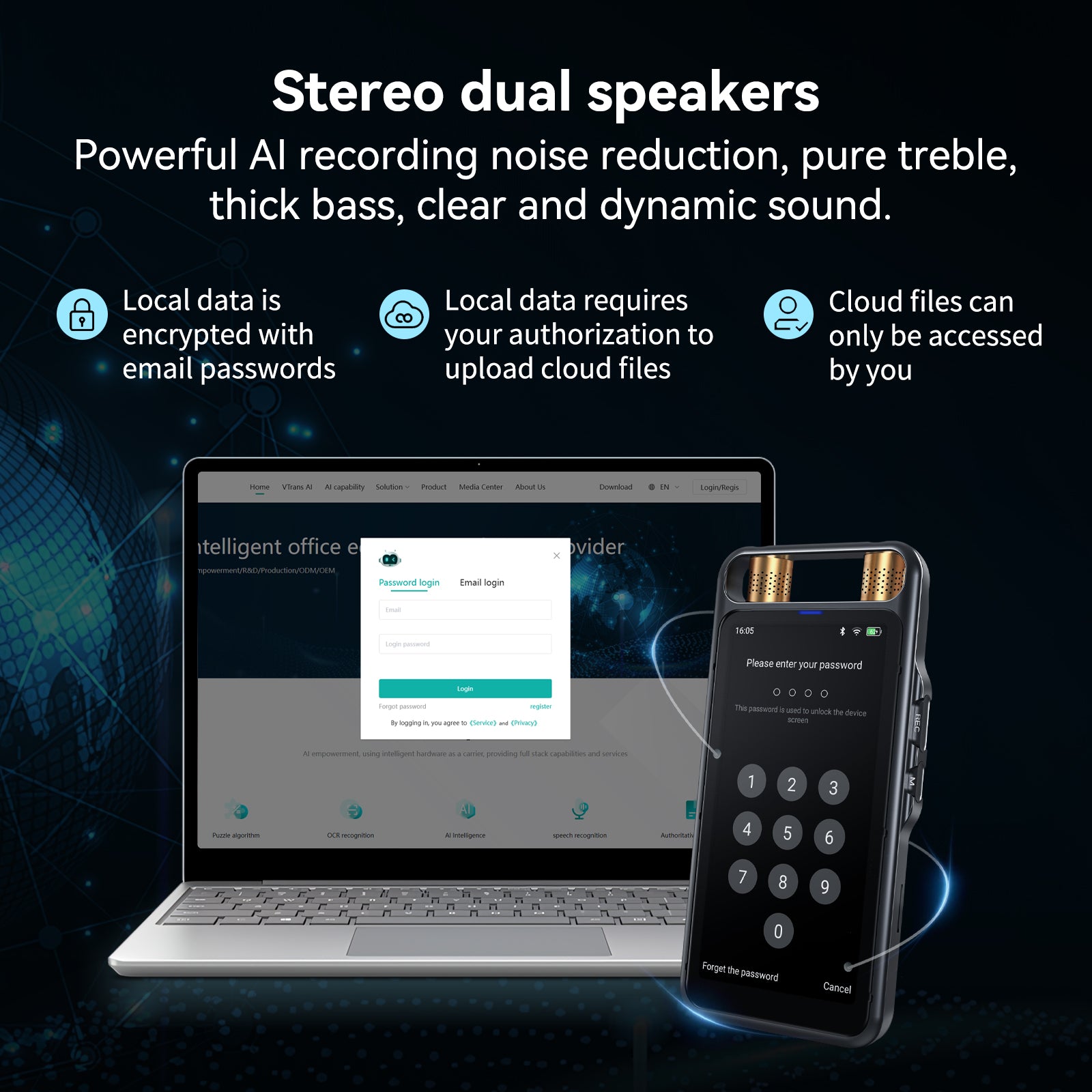 VORMOR M5 AI Voice Recorder with Playback, Digital Voice Recorder with