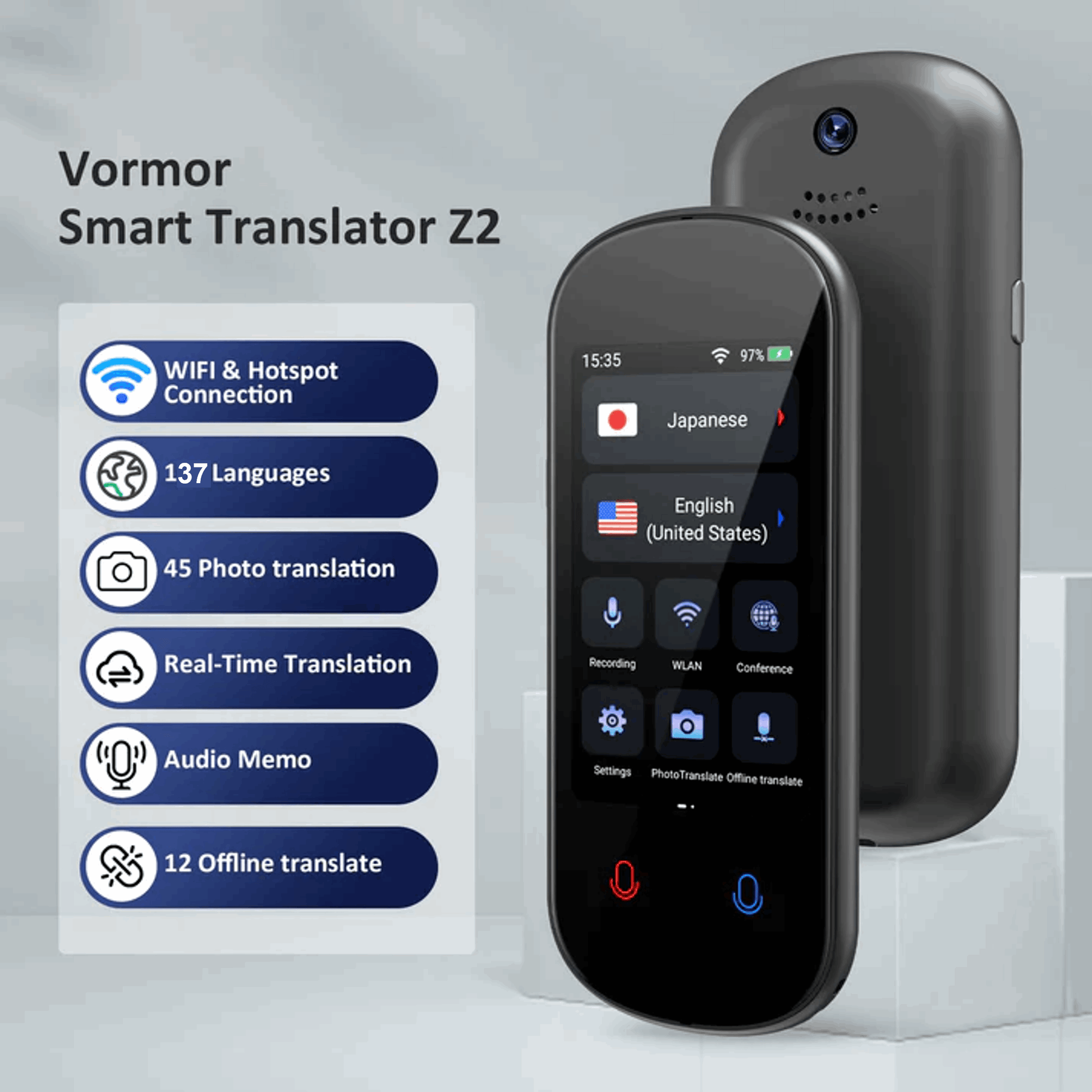 VORMOR Z2 言語翻訳デバイス、最新音声翻訳 Android 8.0 言語 VORMOR Z2 言語翻訳デバイス、最新音声翻訳 Android 8.0 言語