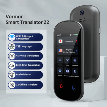 VORMOR Z2 言語翻訳デバイス、最新音声翻訳 Android 8.0 言語スピーキング翻訳機 137 言語ミニトーキングデバイス